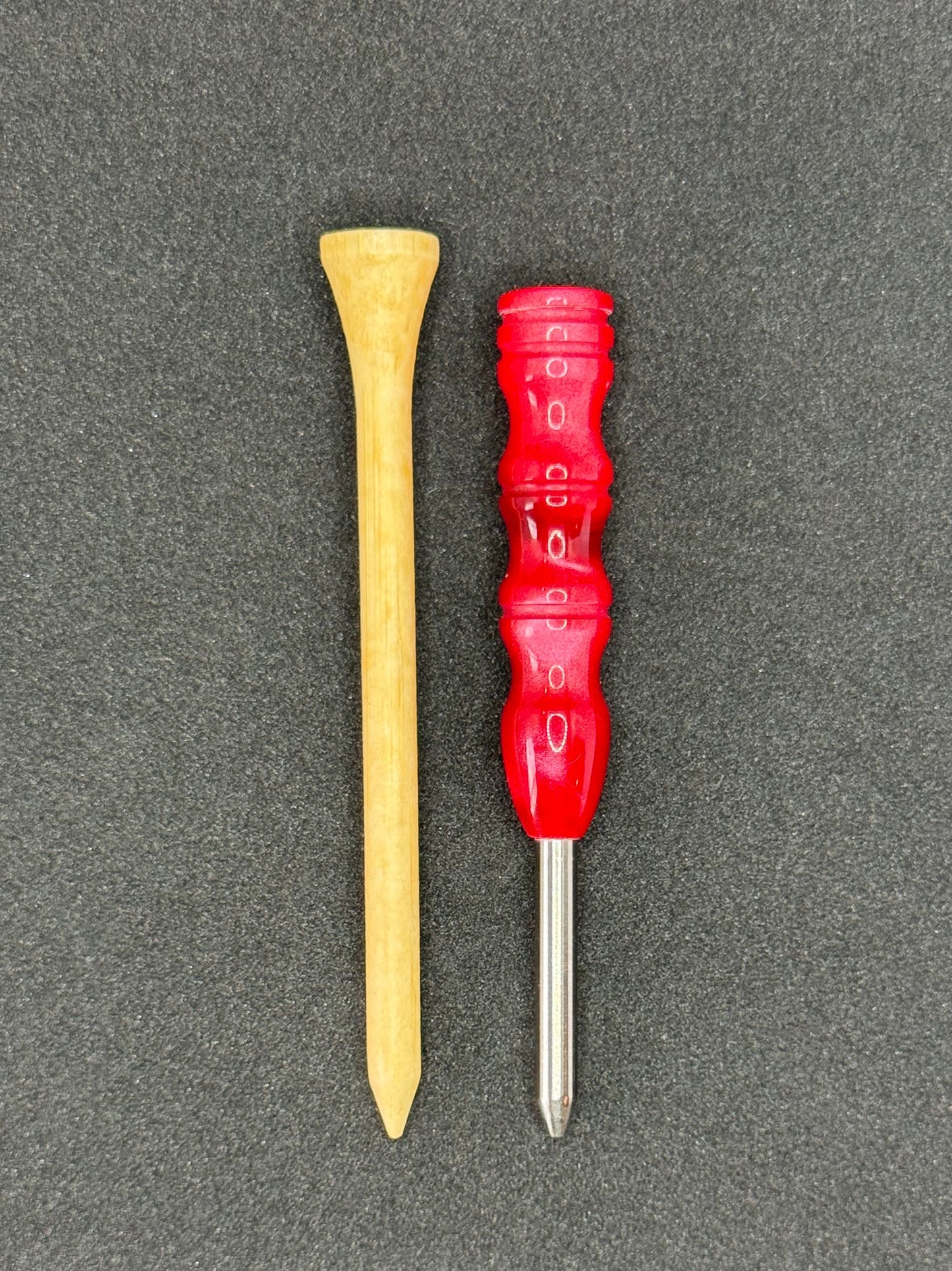 Single prong titanium divot tool - Red Hot