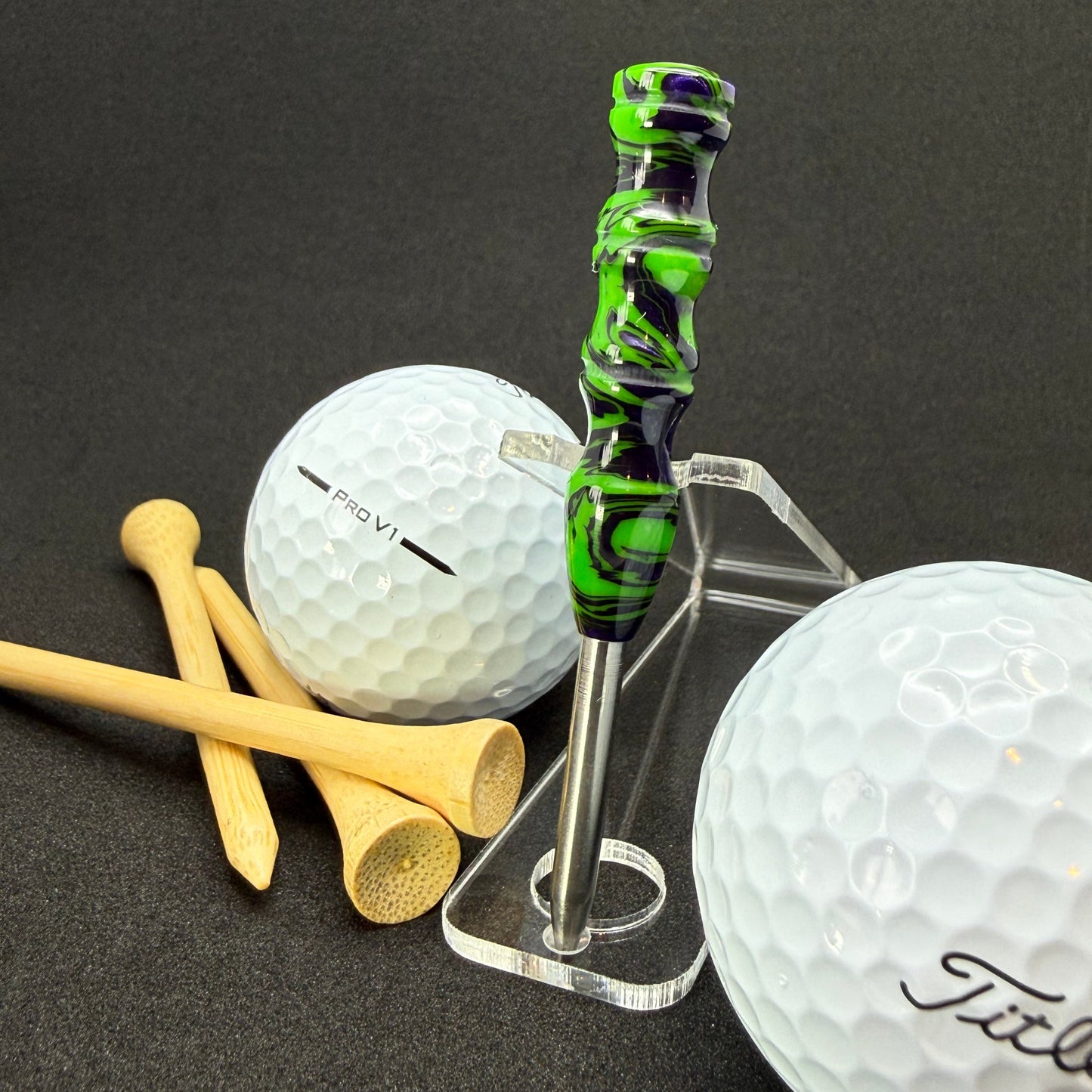 Handmade colorful titainum & acrylic golf divot repair tool for fixing pitch marks