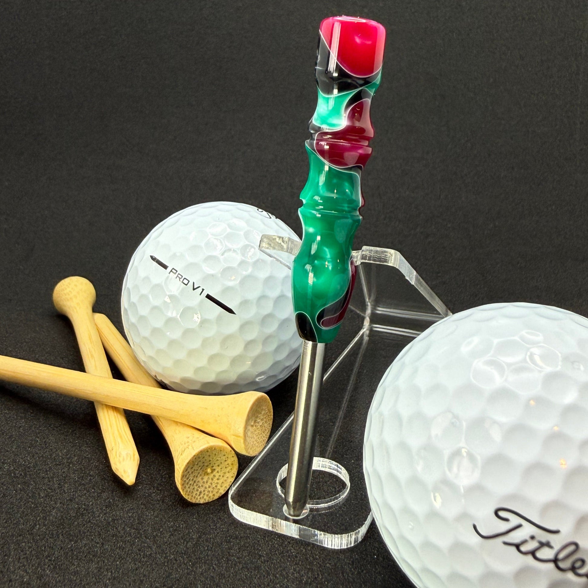 Handmade colorful titainum & acrylic golf divot repair tool for fixing pitch marks