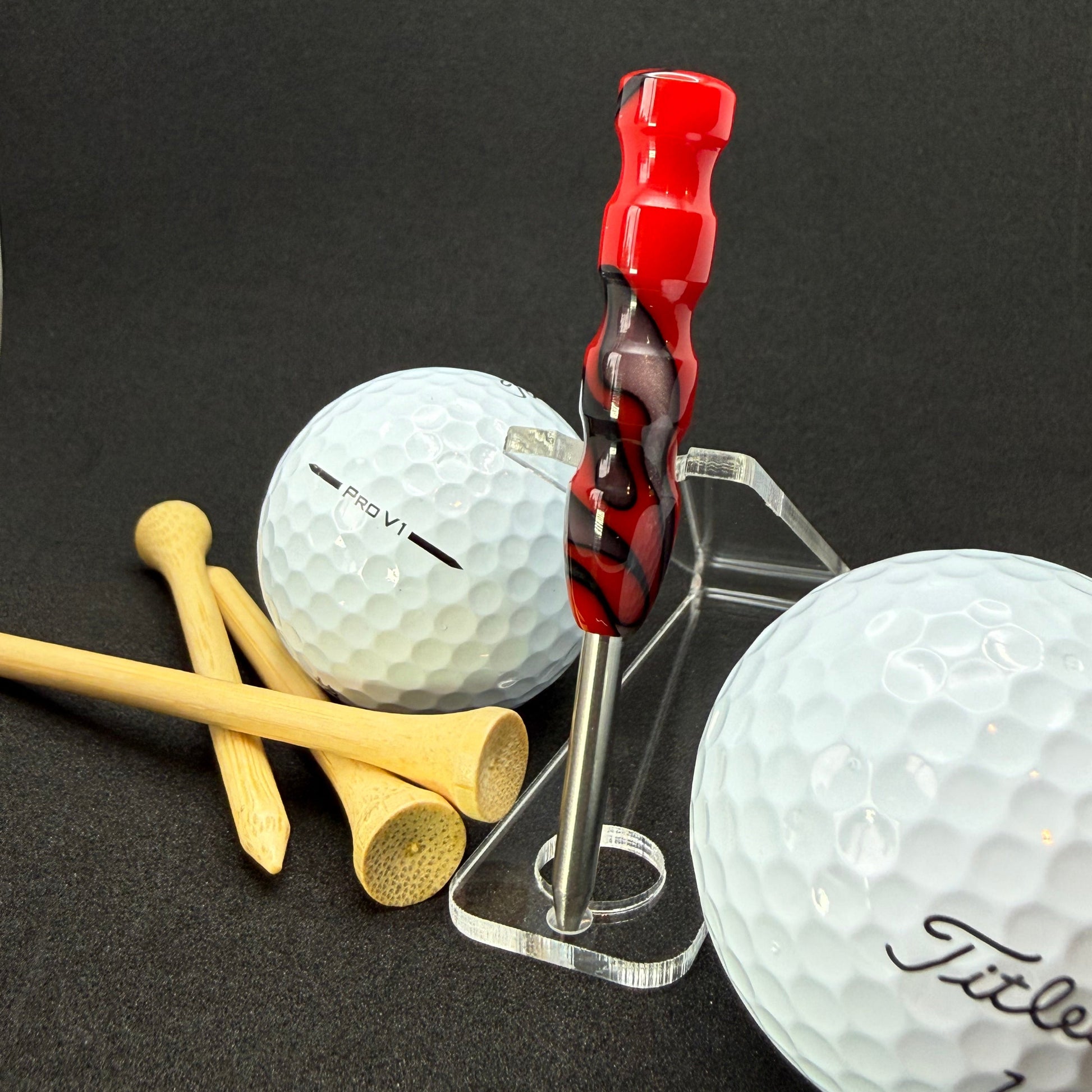 Handmade colorful titainum & acrylic golf divot repair tool for fixing pitch marks