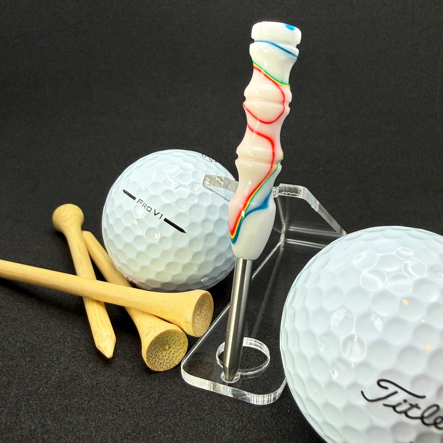 Handmade colorful titainum & acrylic golf divot repair tool for fixing pitch marks