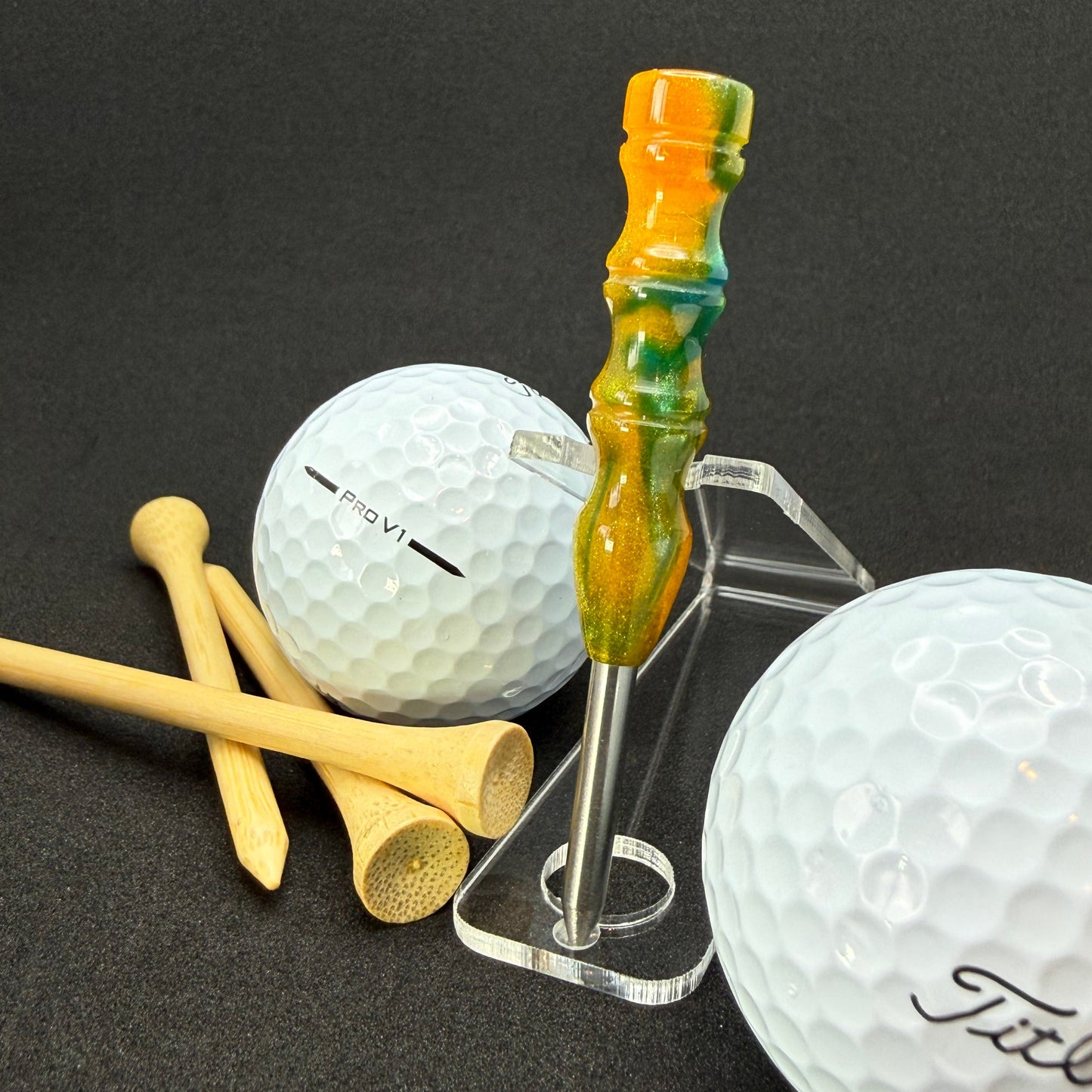 Handmade colorful titainum & acrylic golf divot repair tool for fixing pitch marks