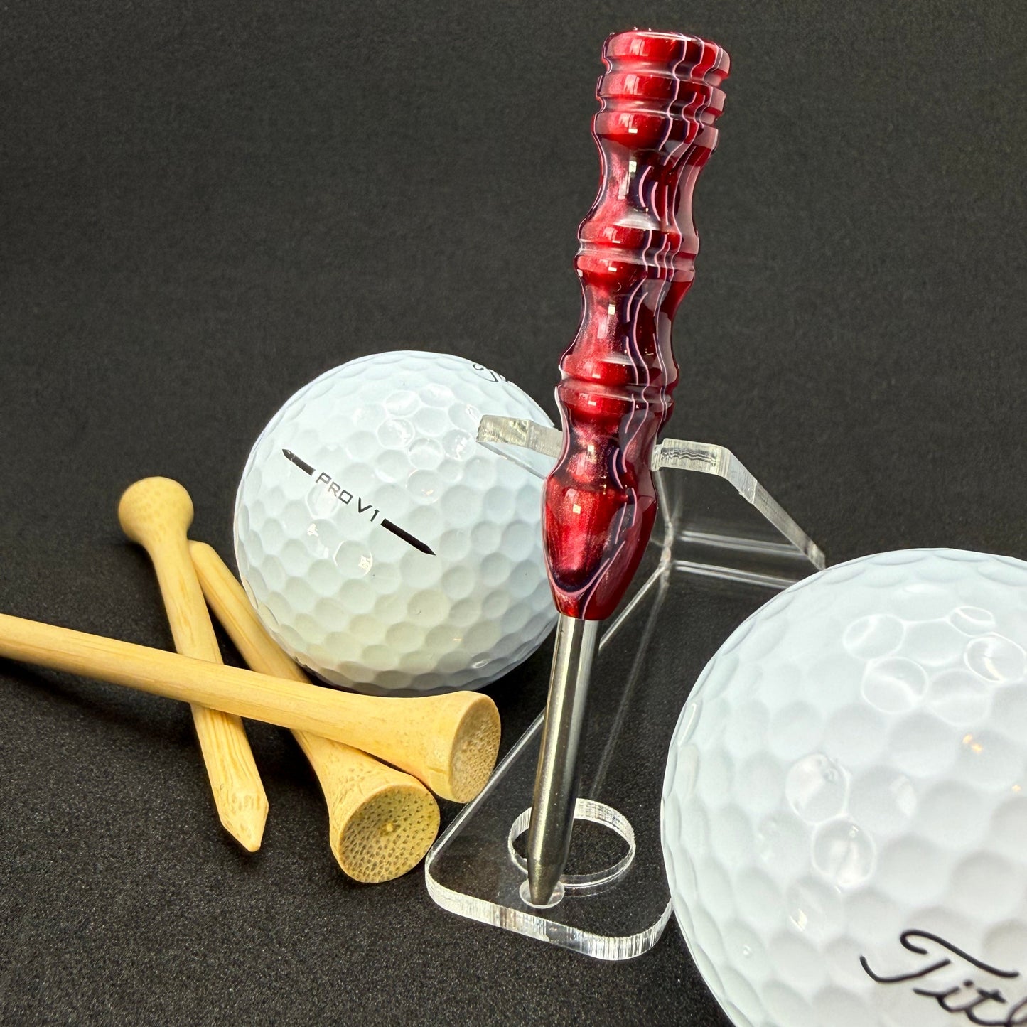Handmade colorful titainum & acrylic golf divot repair tool for fixing pitch marks