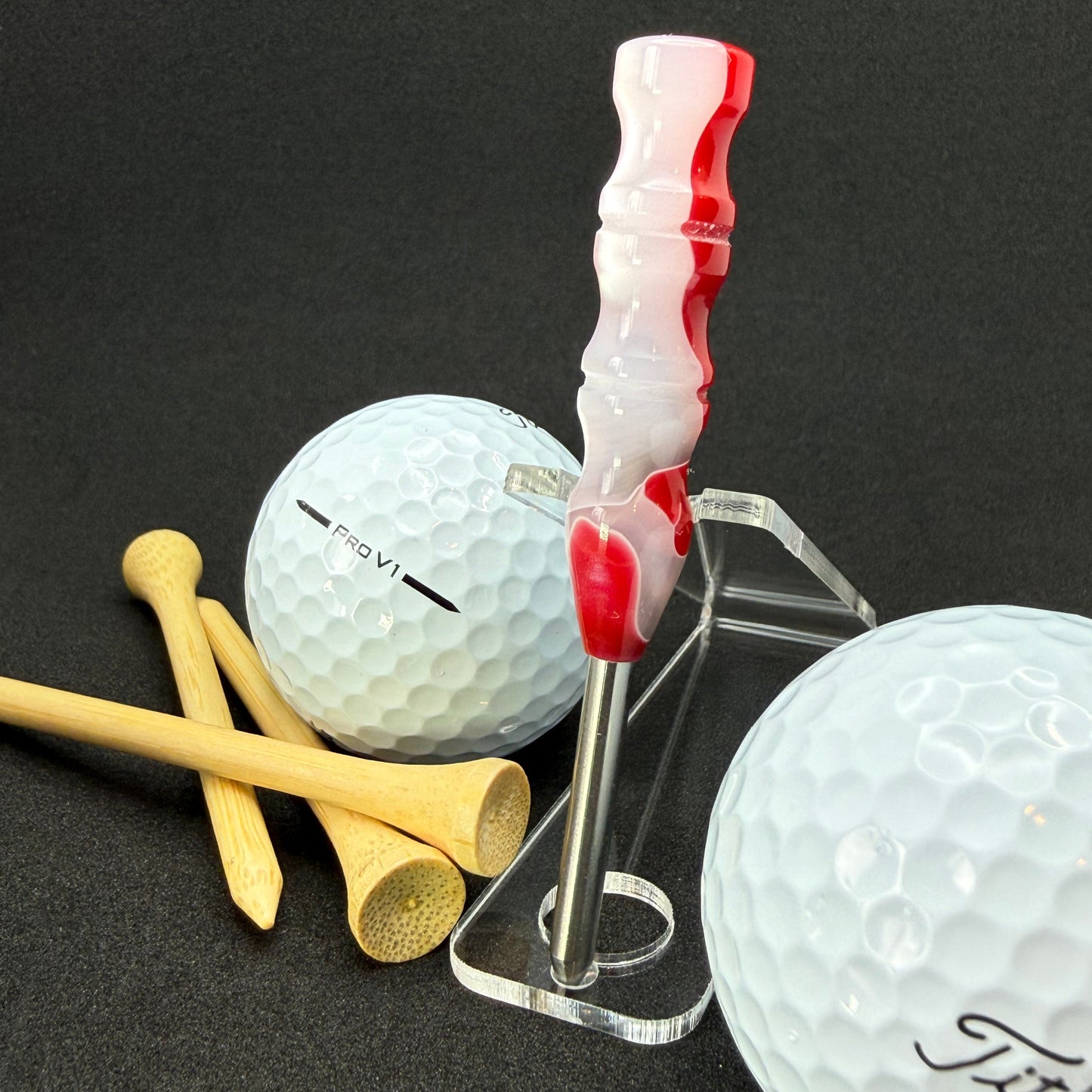 Handmade colorful titainum & acrylic golf divot repair tool for fixing pitch marks
