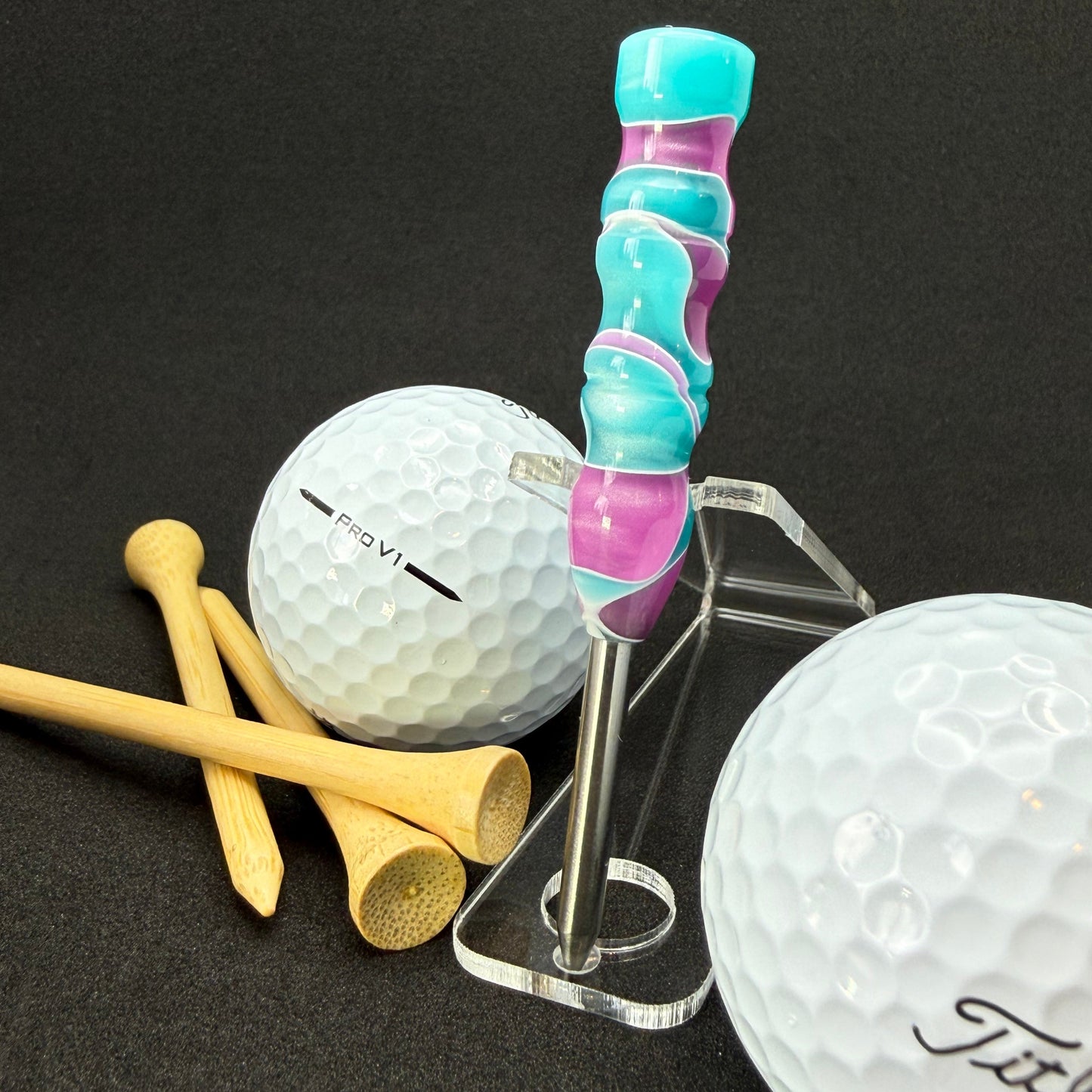 Handmade colorful titainum & acrylic golf divot repair tool for fixing pitch marks