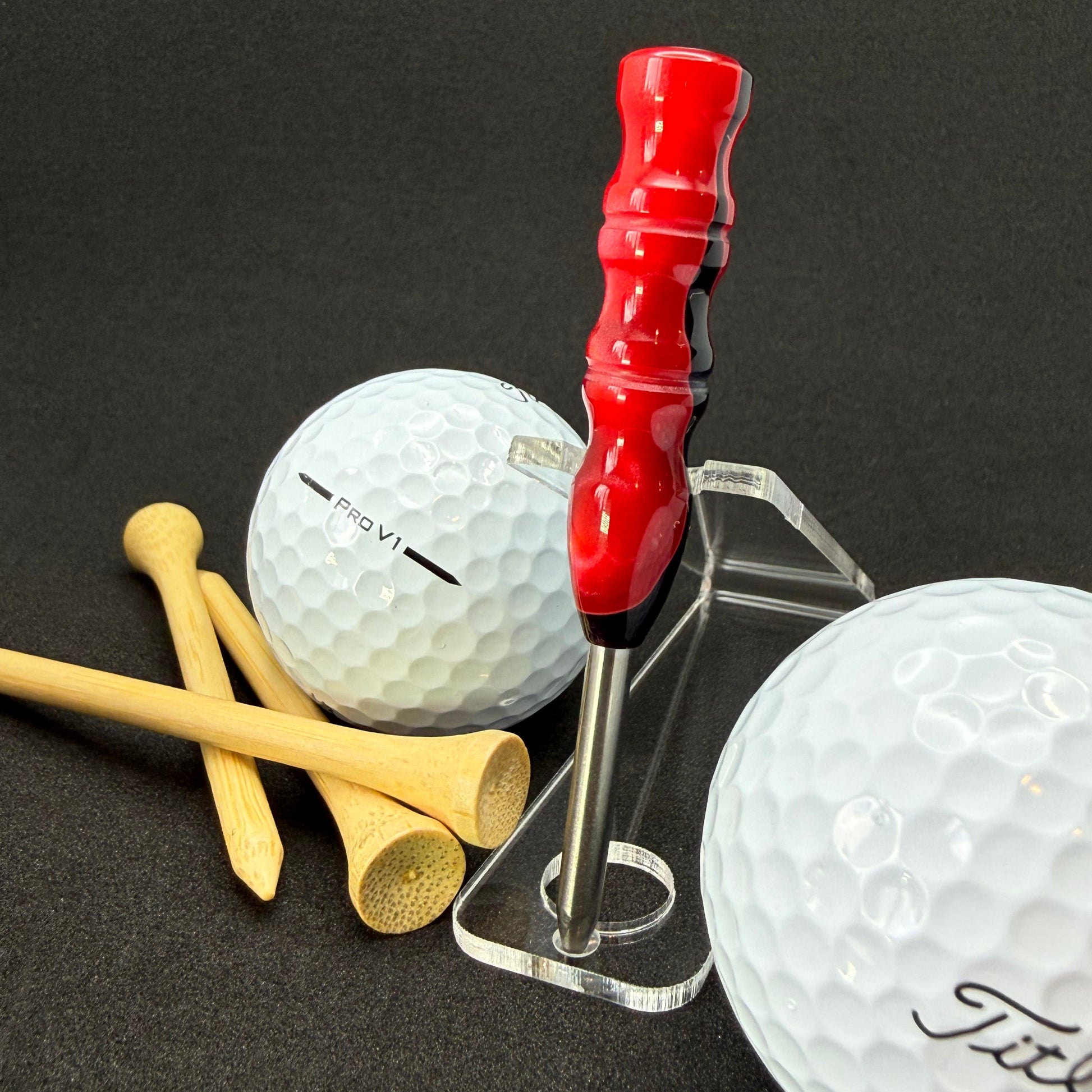 Handmade colorful titainum & acrylic golf divot repair tool for fixing pitch marks
