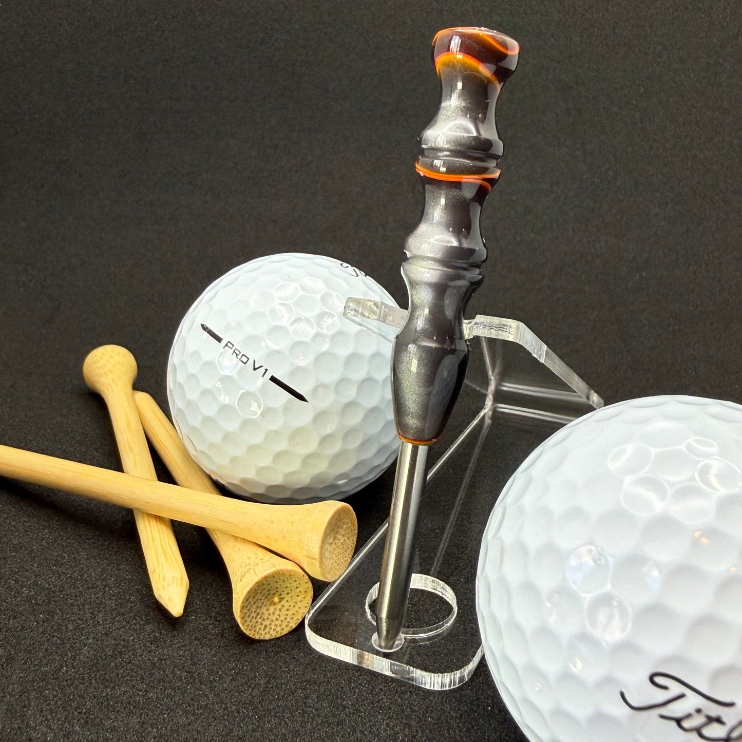 Handmade colorful titainum & acrylic golf divot repair tool for fixing pitch marks