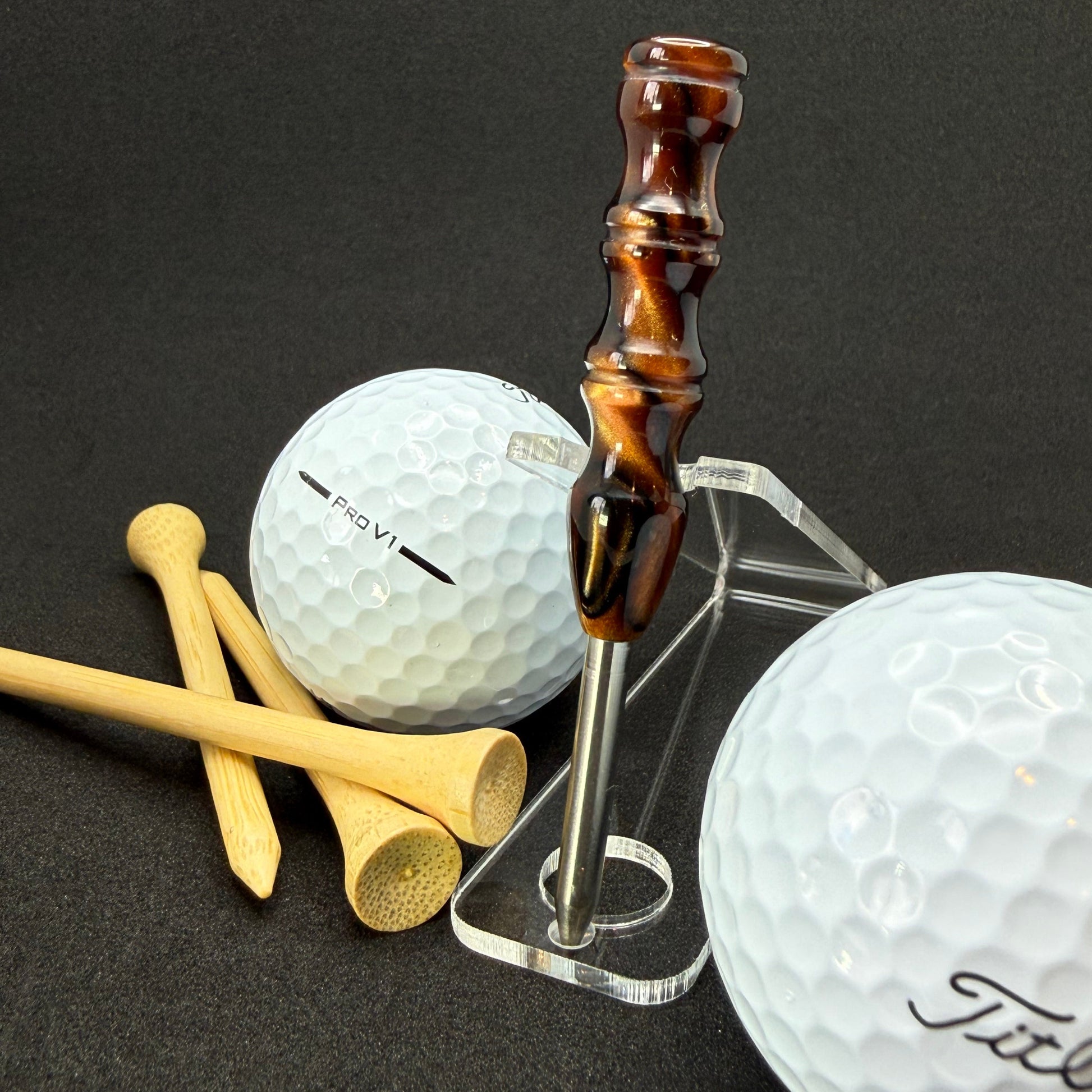 Handmade colorful titainum & acrylic golf divot repair tool for fixing pitch marks