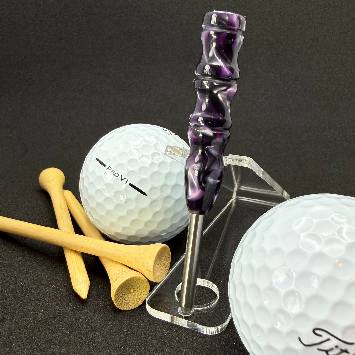 Handmade colorful titainum & acrylic golf divot repair tool for fixing pitch marks