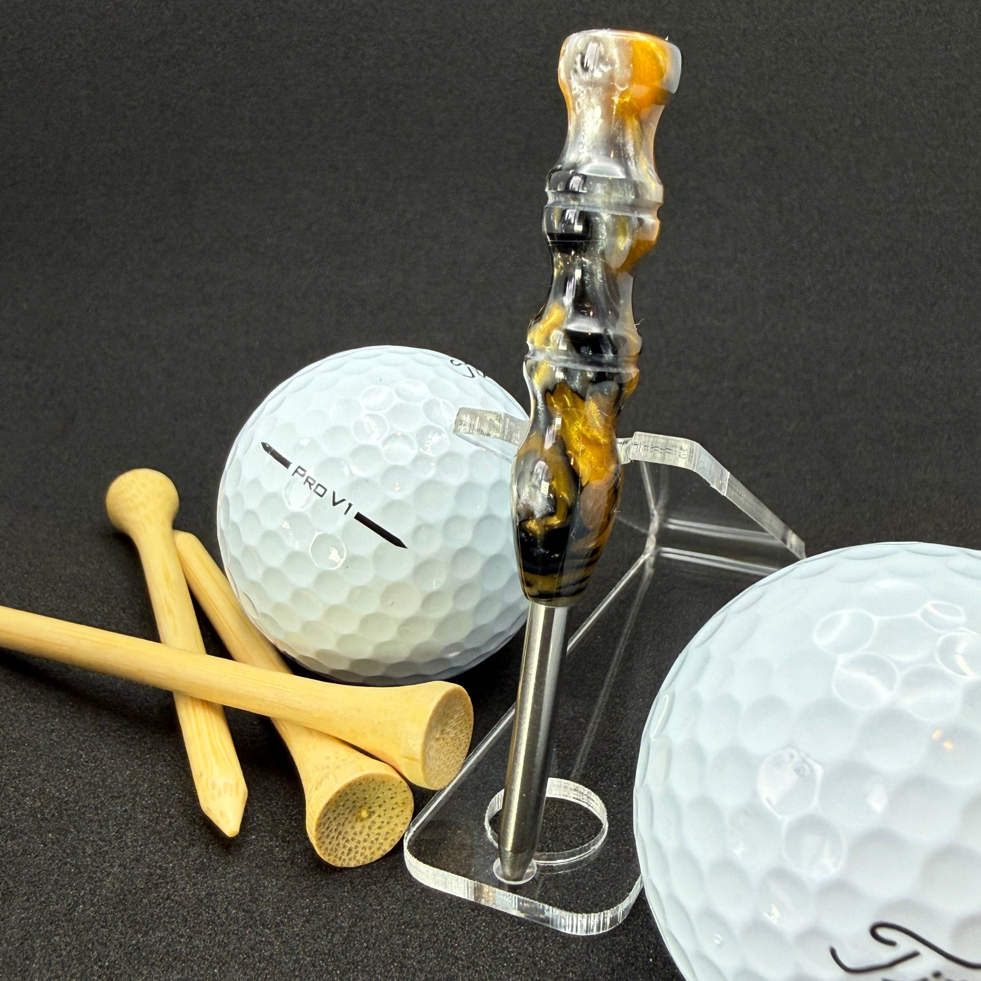 Handmade colorful titainum & acrylic golf divot repair tool for fixing pitch marks
