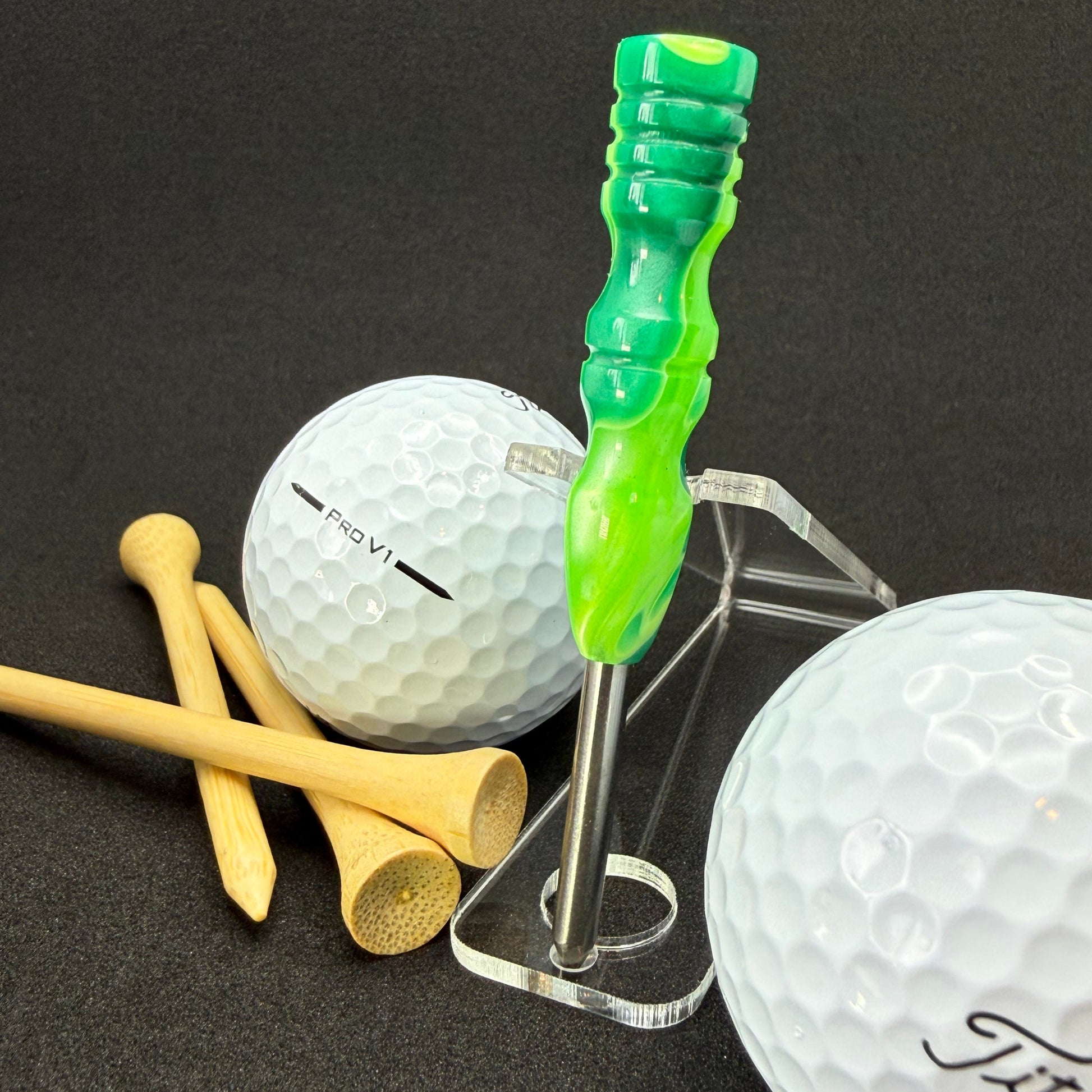Handmade colorful titainum & acrylic golf divot repair tool for fixing pitch marks