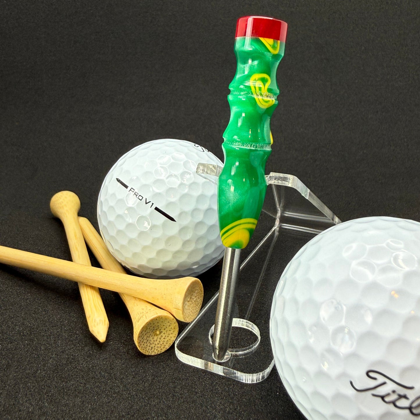 Handmade colorful titainum & acrylic golf divot repair tool for fixing pitch marks