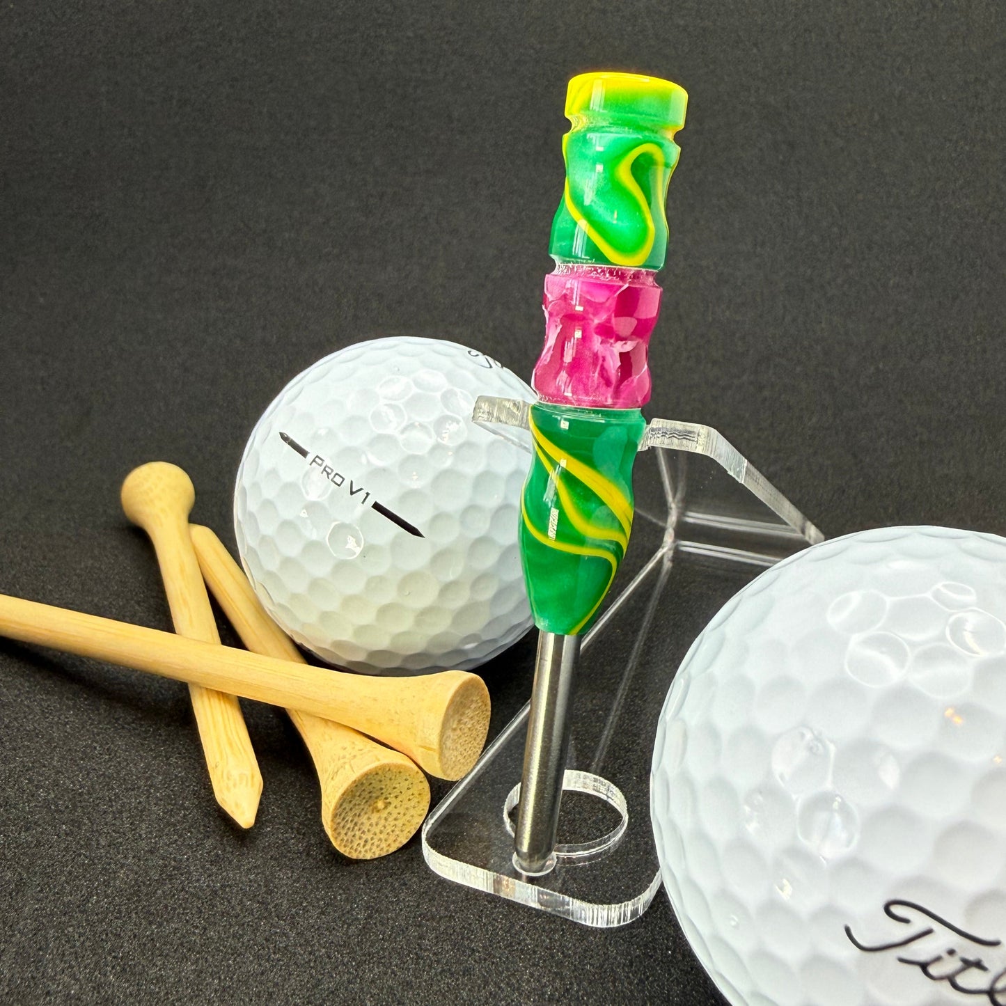 Handmade colorful titainum & acrylic golf divot repair tool for fixing pitch marks